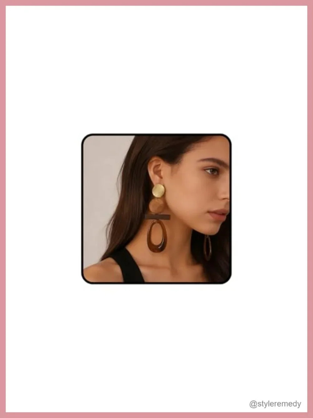 Vintage Geometric Dangle Earrings, Chunky Statement Boho Wood Resin Acrylic